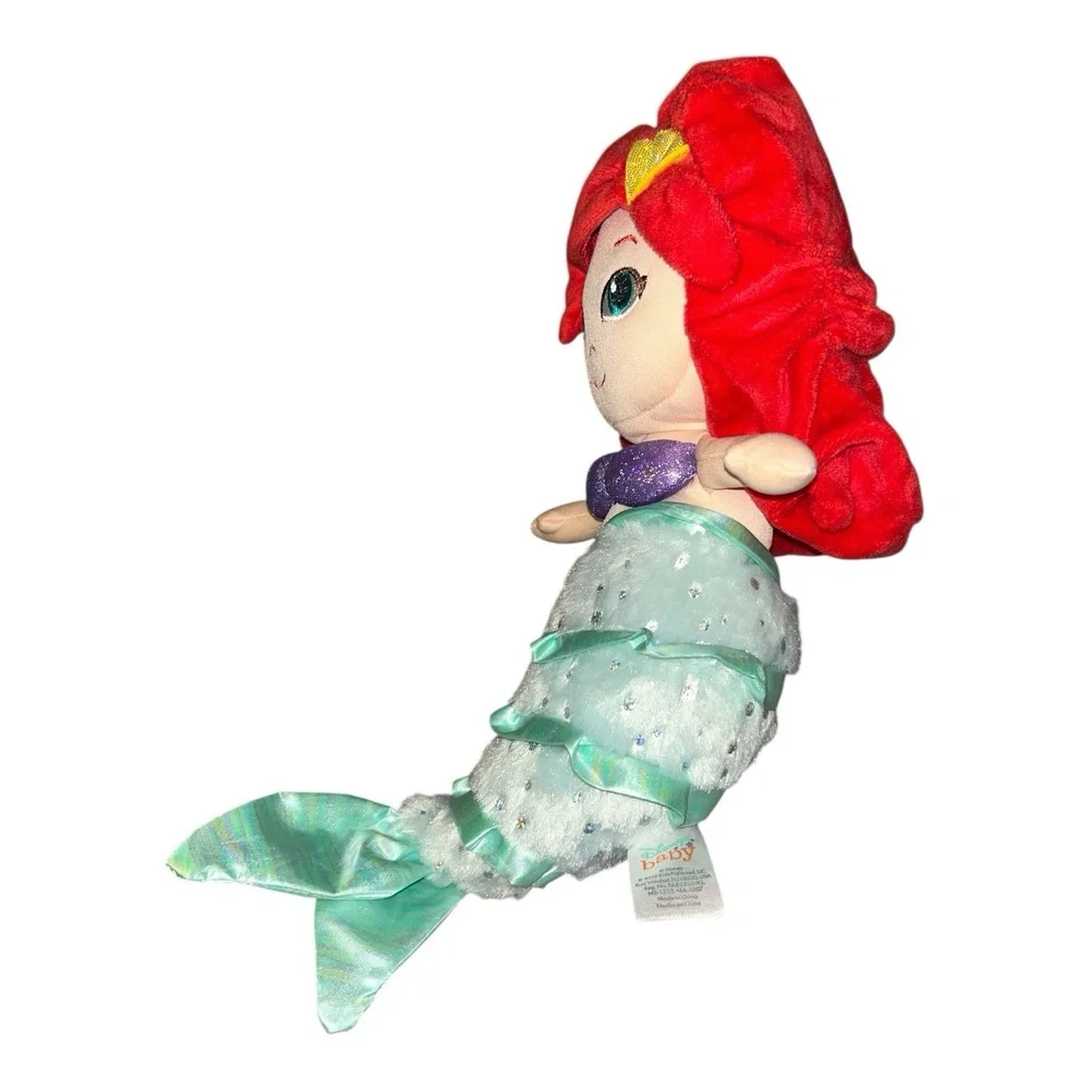 Disney Baby Ariel 12” Plush‎ Doll Little Mermaid Sparkle Crinkle Tail with Sound